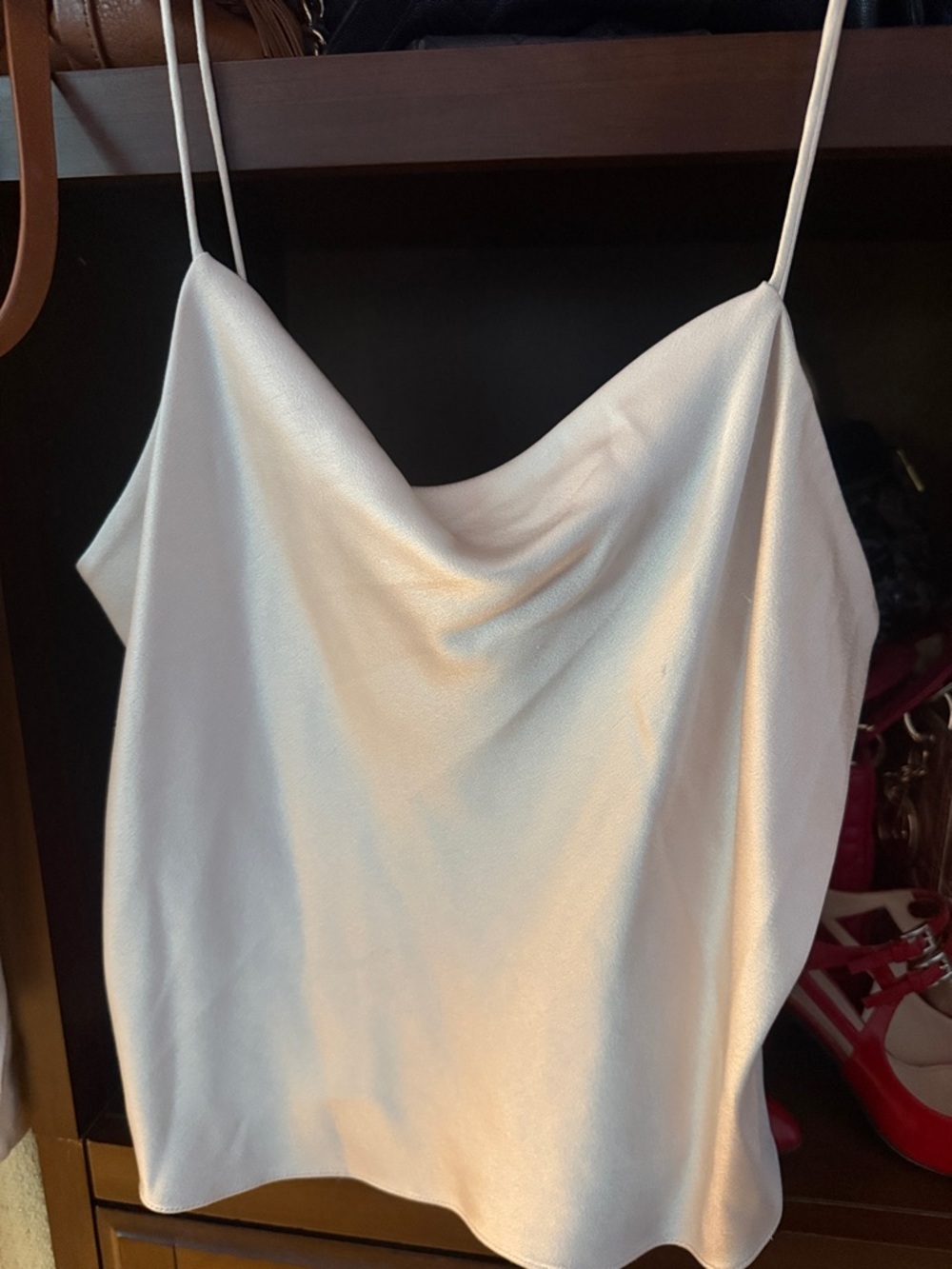 Alice + Olivia Pearl Satin Cowl Neck Camisole